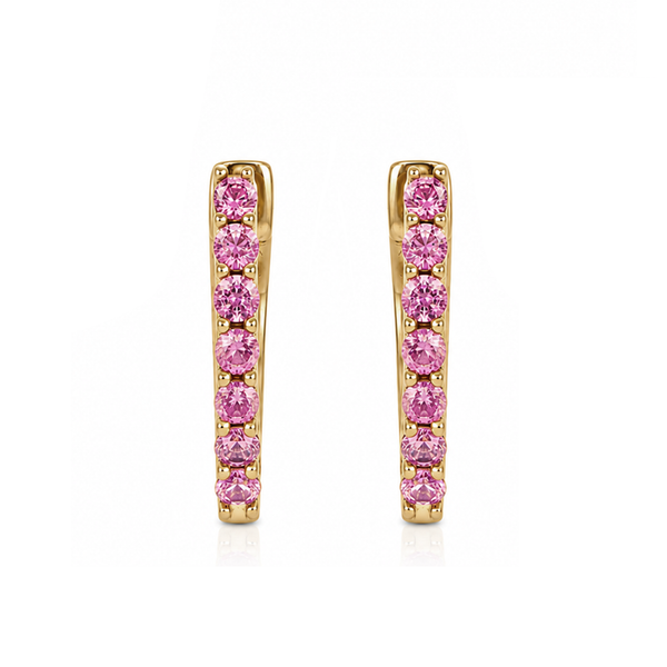 Pink Sapphire Hoop Earrings in 9K Yellow Gold