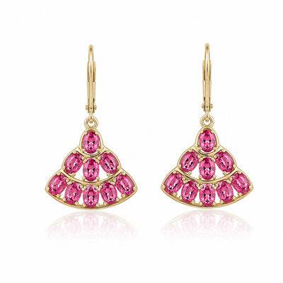 Pink Tourmaline Drop Leaver Back Earrings – 9KT Yellow Gold | Fine Jewelry Yellow Gold