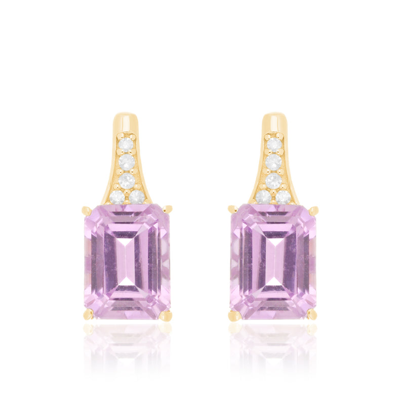 Kunzite Octagon Stud Earrings – 9KT Yellow Gold | Fine Jewelry Yellow Gold