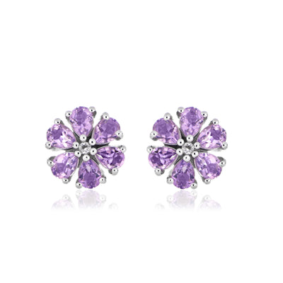 Rose De France Floral Stud Earrings in 925 Sterling Silver