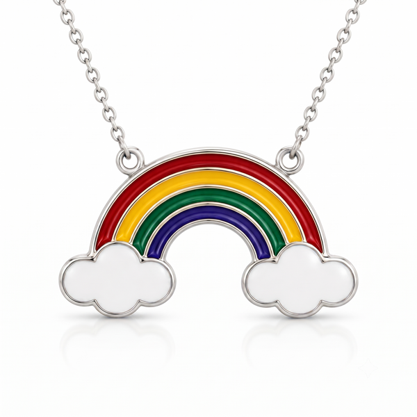 Multicolor Enamel Rainbow Necklace in 925 Sterling Silver