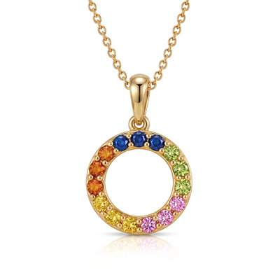 Sapphire Rainbow Design Pendant– 9KT Yellow Gold | Fine Jewelry Yellow Gold
